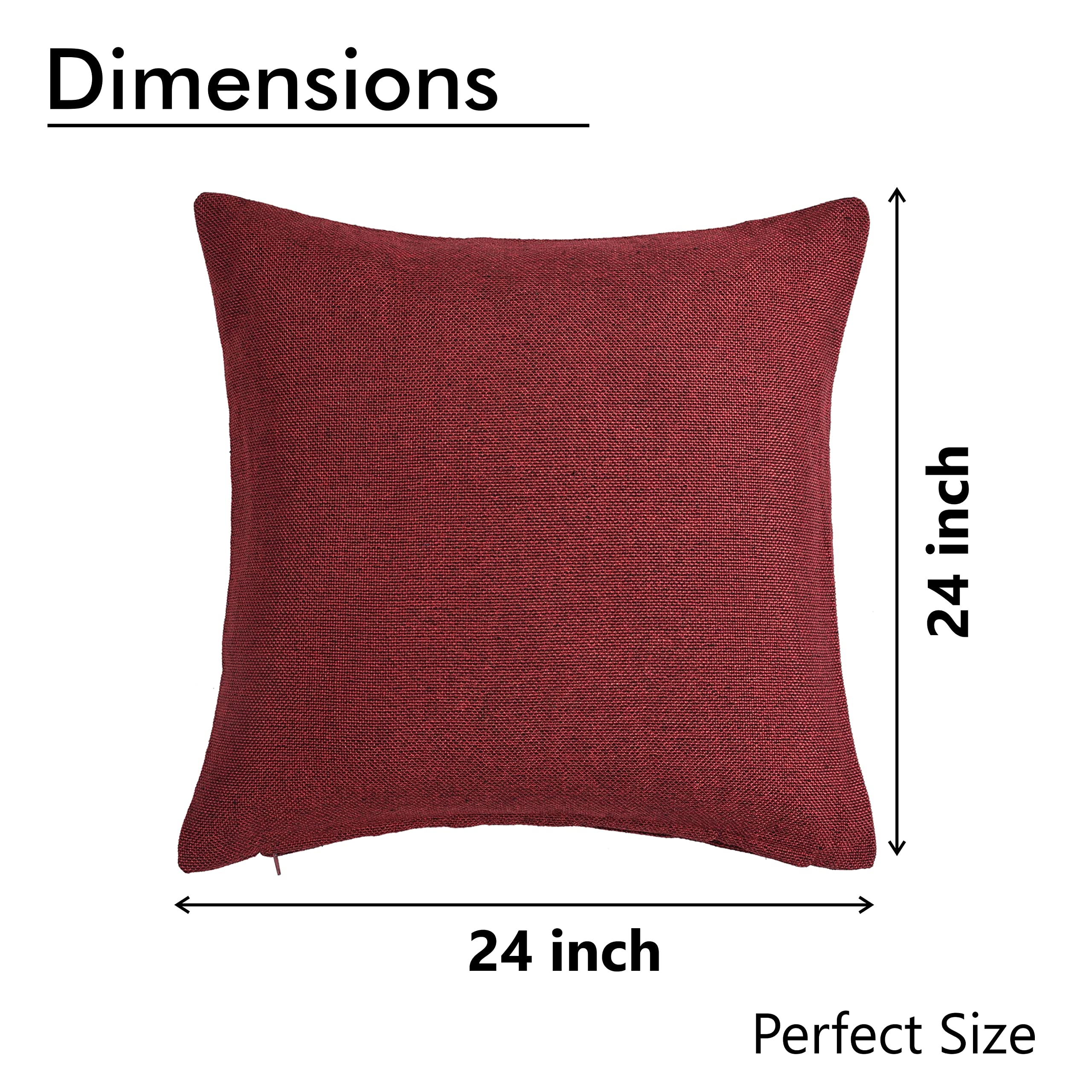 Yellow Weaves Jute 250TC Cushion Covers, 24 X 24 Inches, Multicolour, Set of 2