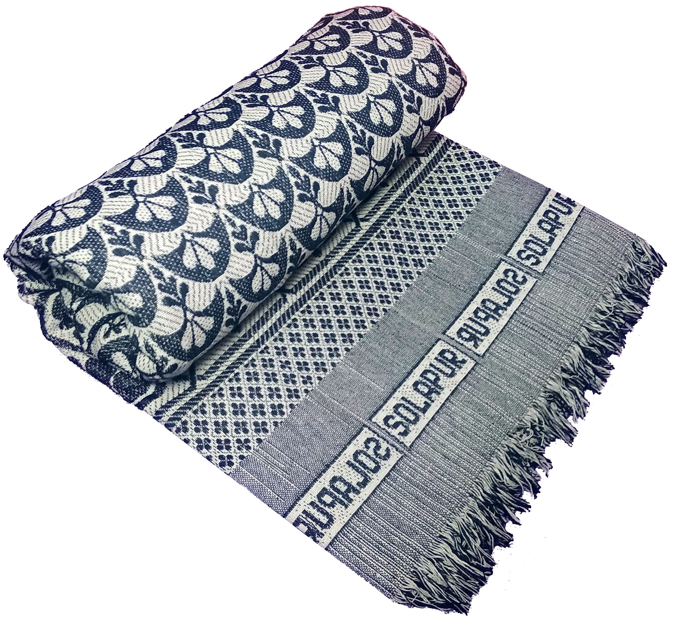 Cotonine Cotton, Single Size, Solapur Chaddar Blanket for Daily use, Blue Color, Pack of 1 Kafalo