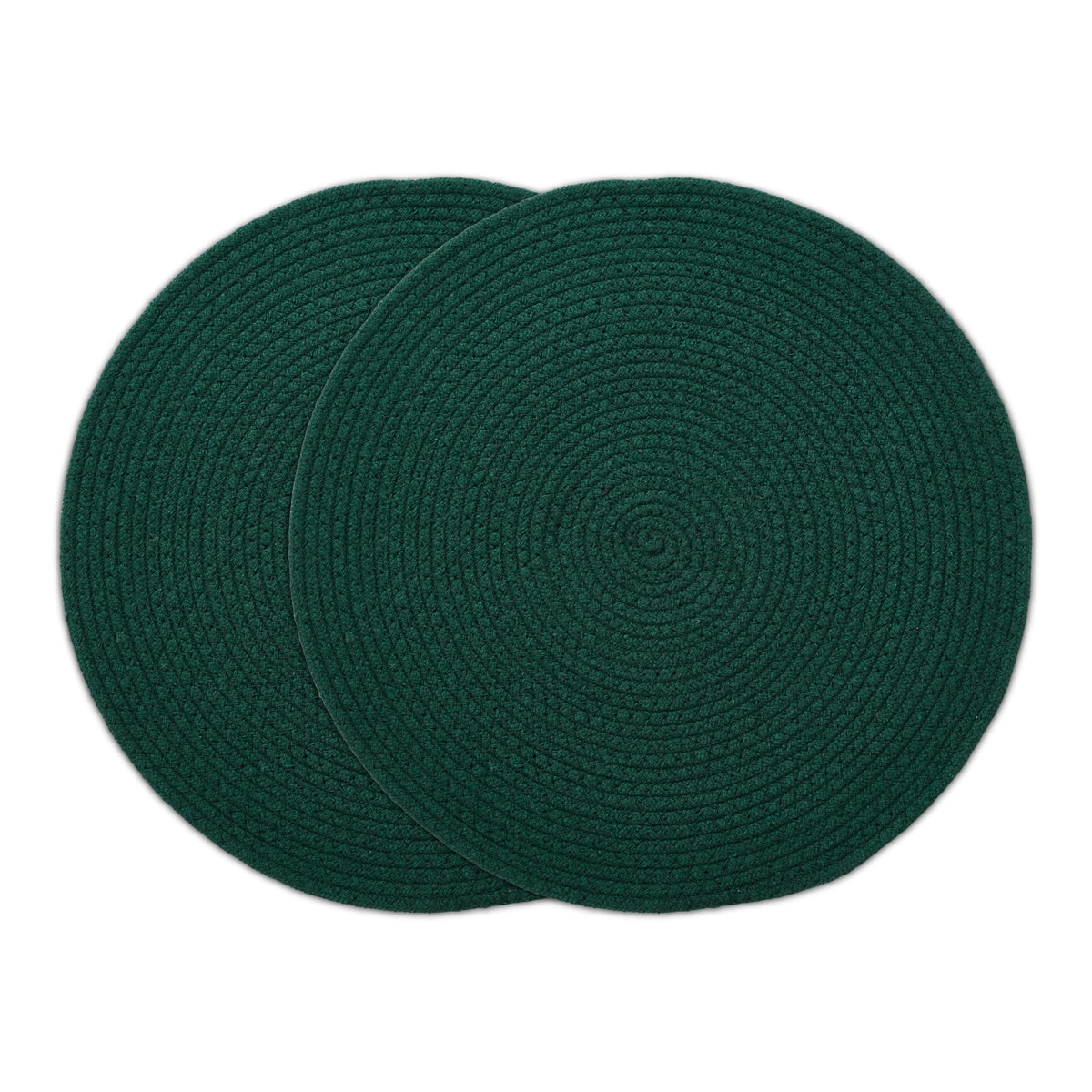 Encasa XO Round Ribbed Cotton Dining Table Mats, Heat Resistant Dark Green Kafalo