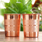 INDIAN ART VILLA Copper Glass Tumbler, Drinkware, 275 ML Each, Set of 2