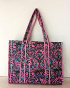 Free Spirits Minimalist Cotton Tote bag for Women | Shoulder Bag |Shopping bag |Grocery Bags | Eco friendly Bags| Stylish Quilted handBag |Vegan Tote Bag |Weekend Bag BASE PINK Blue