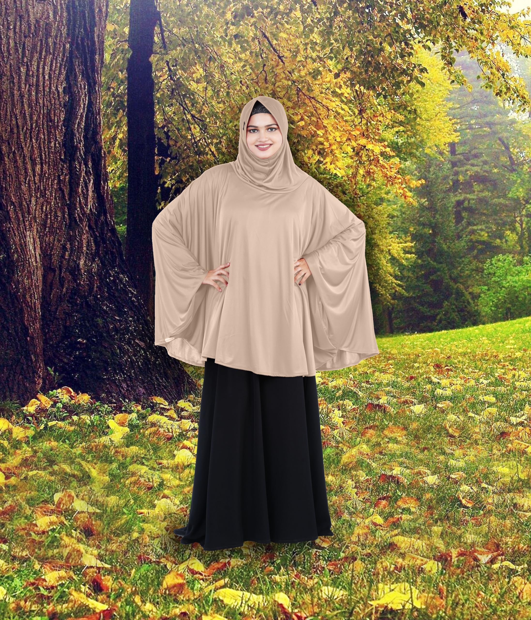 Mehar Hijab's Women's Stylish Hijab Solid Polycotton Feel Good Fabric HANANA Sleeve Hijab Free Size (Wheat)