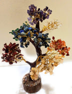 Swasstik Crystal Products Natural 500 Petals Vastu Crystal Tree, Golden Wire, 10-12 Inches for Positive Energy, Prosperity, Peace, Good Luck, Abundance. (7 Cahkara, 500 Beads)