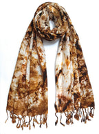 Chandwasia Rayon Scarf for Men & Women | Lightweight Stole, Shawl & Wrap with Batik Design | All-Season Summer & Winter Wear | Soft & Breathable Fabric (28 x 72 inches, Brown)
