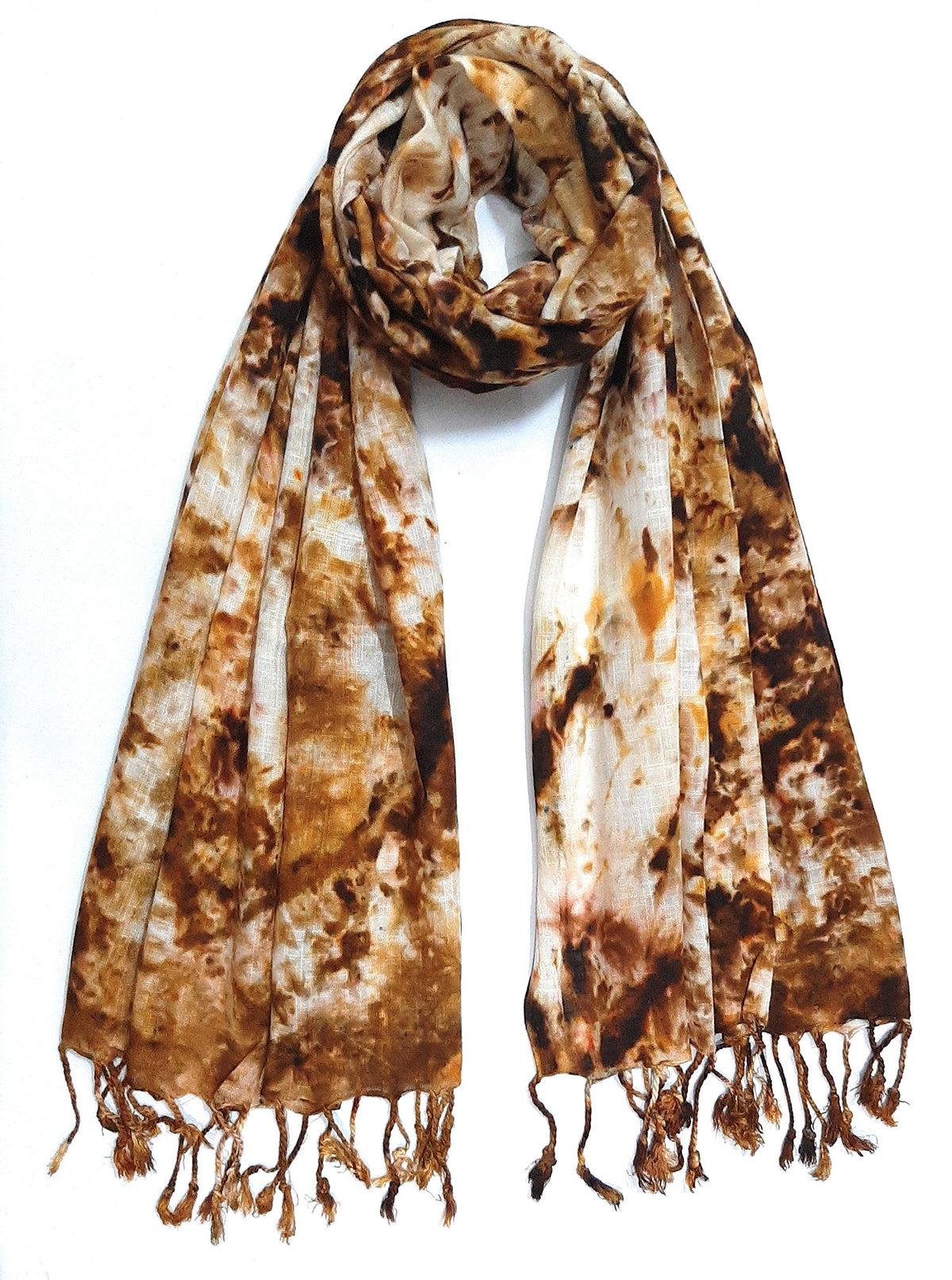 Chandwasia Rayon Scarf for Men & Women | Lightweight Stole, Shawl & Wrap with Batik Design | All-Season Summer & Winter Wear | Soft & Breathable Fabric (28 x 72 inches, Brown)