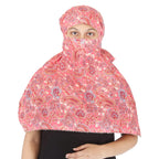 DEEPNYRA - LIVING STYLE Female Cotton Scarf Face Full Covering With Mask Head Hair Wrap Sun Protection For Women Printed Square All Season Wear (Pink)
