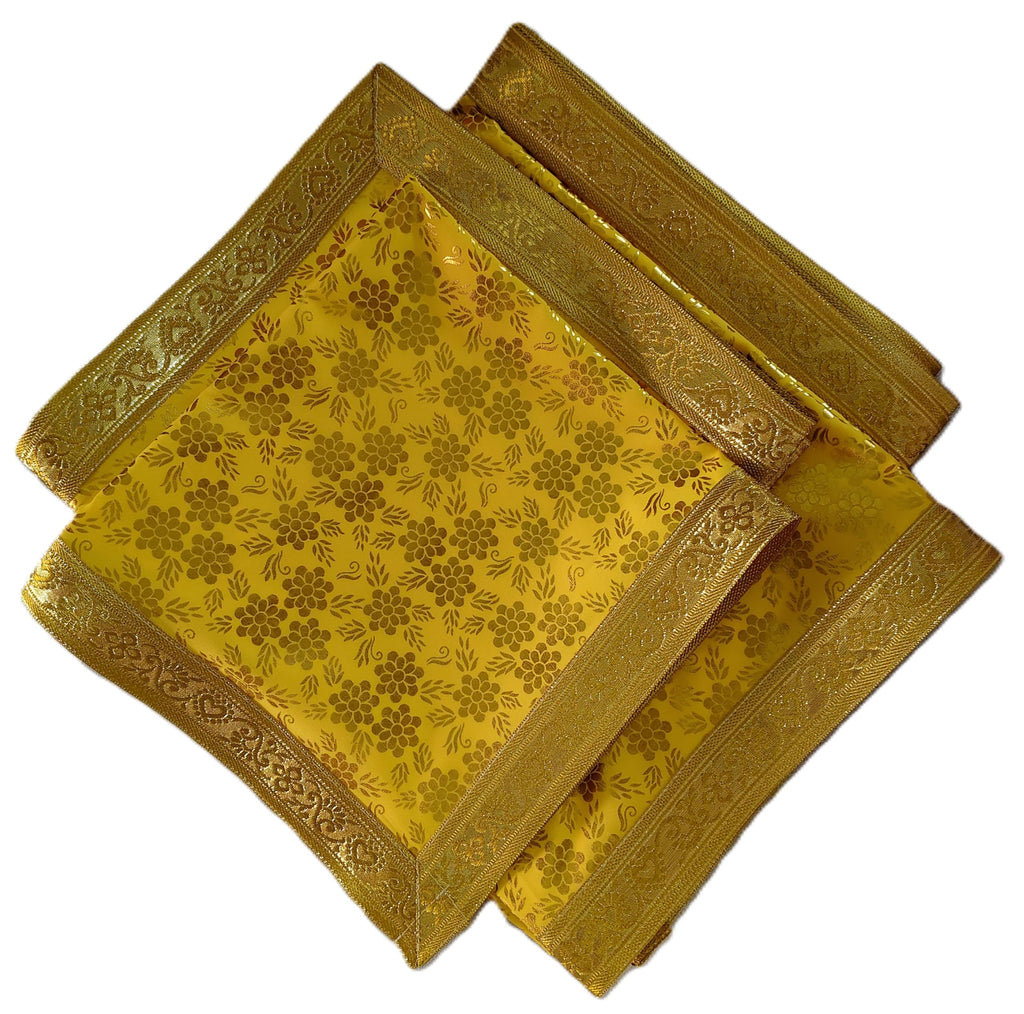 Rumala Sahib Yellow Printed Flowers with gota (4 PEC.)