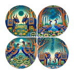 Artvibes Traditional Animal Wooden Wall Hanger for Home Decor | Living Room | Office | Cafe | Painting Wall Decor | Aesthetic Wooden Decor | Handcrafted Art | Ideal Gifts (WH_8456N), Set of 4