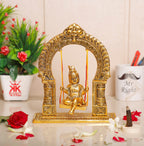 Prince Home Decor & Gifts Metal Bal Krishna Jhoola Showpiece for Gifting and Home Decor (Gold, 9 inches)