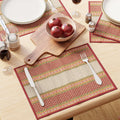 Encasa XO Handcrafted River Grass Table Placemats 4 Seater Red Kafalo