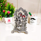 KridayKraft Metal Radha Krishna Idol Statue with Silver Antique Finish so Looks Very Beautiful and use for the Purpose of Worship and Decorative for Home,Office&Table Gift for Birthday
