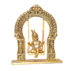 KridayKraft Metal Laddu Gopal Swing Jhula Gold Plated Krishna Jhula palna for Temple,Pooja Room, Decor Your Home,Office & Gift Your Relatives On Wedding,Anniversaries,Birthday.
