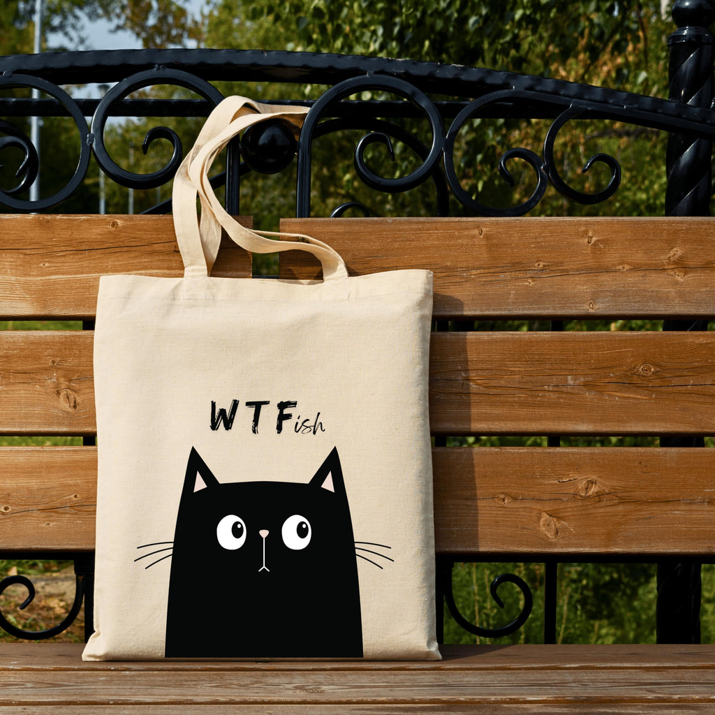 snapiq COTTON 350 GSM Canvas Tote Bag for Women and Girls Thick Fabric with Zipper (Beige, Cat WTF)