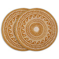 Encasa XO Dining Table Mats, Round Ribbed Cotton, Heat Resistant Mustard Kafalo