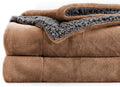BSB HOME Polyester Micromink Summer Ac/Mild Winter/Heavy Winter Sherpa Blanket Super Soft Flannel Solid/Plain, Beige & Grey, Size 220 X 228 Cms (Double), 200 TC