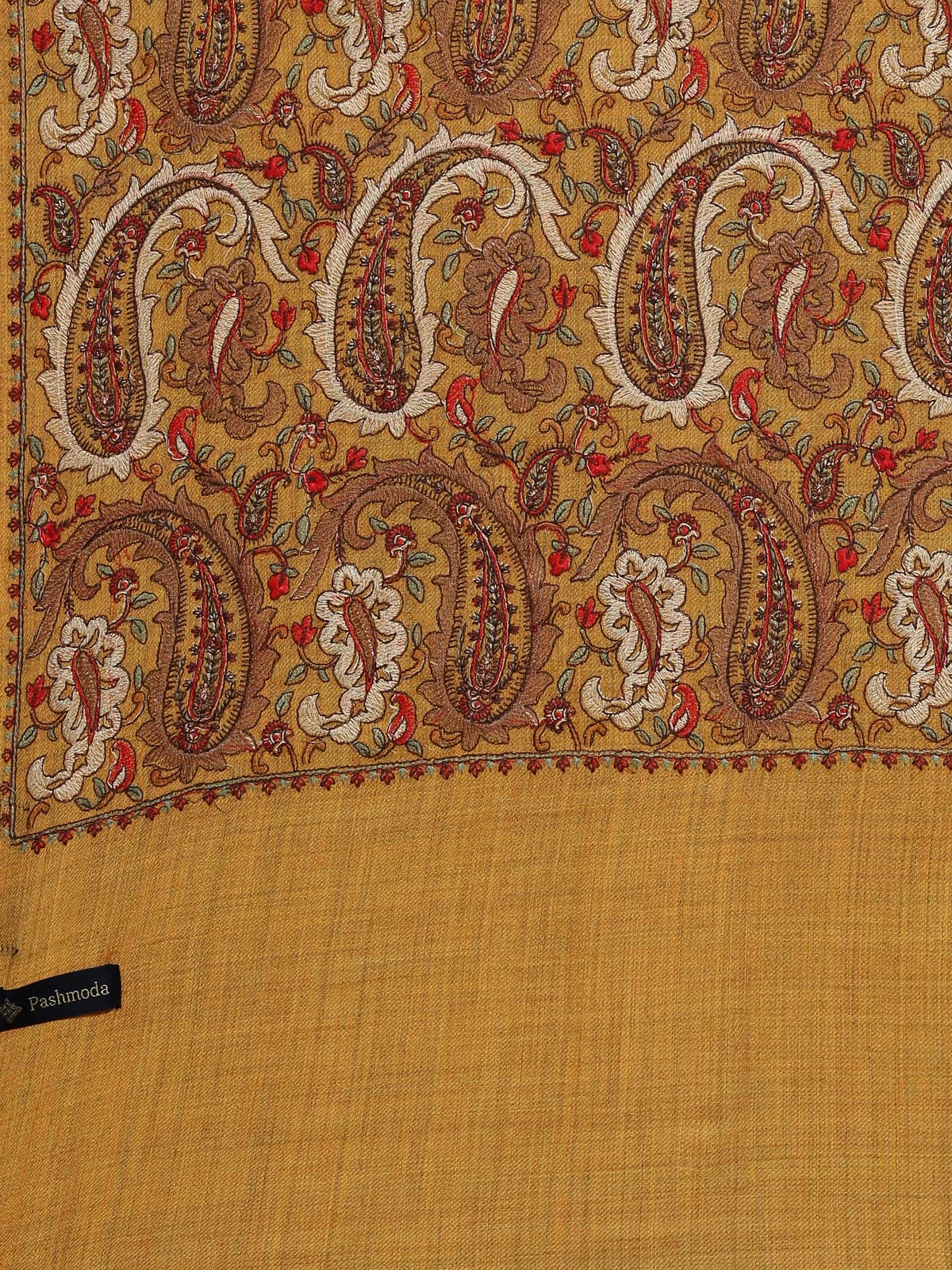 Pashmoda Women Gulzaar Pure Wool Aari Embroidered Shawl (Size : 101X203 CM)