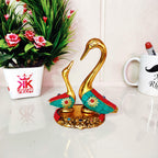 KridayKraft Love Birds Swanset Pair of Kissing Duck Metal Statue,Love for Romantic Gift to Boyfriend,Girlfriend,Decor Your Home,Office,Showcase,Animal Showpiece Figurines. (Stone)