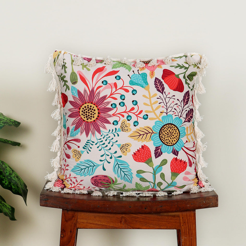 ishro home Premium Cushion Cover 18 inch x 18 inch | Set of 5 – Soft European Standard Fabric, Frill Design, Machine Washable | (5, Sun Garden, 18x18 Inch)