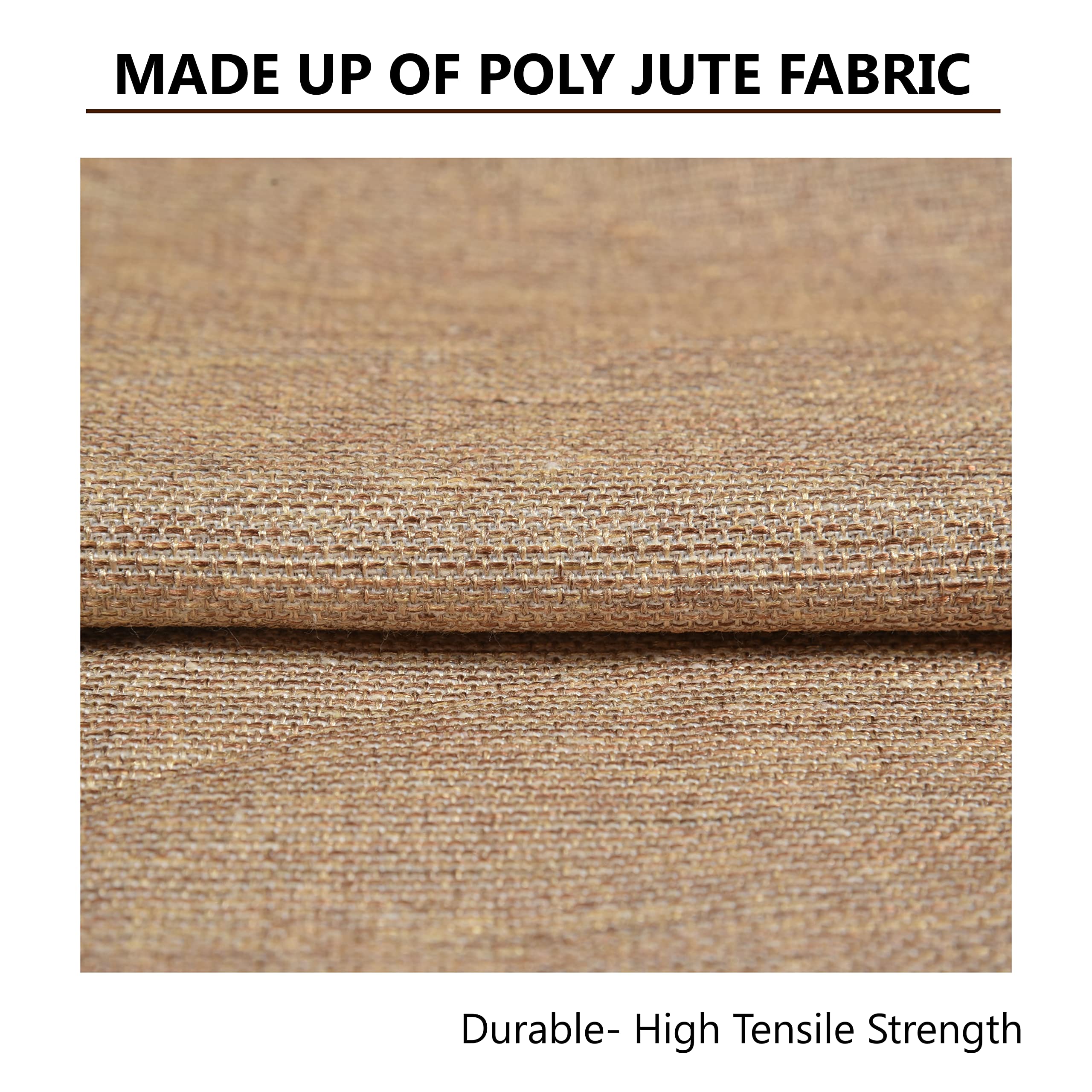 Yellow Weaves Jute Texture 250 TC Cushion Covers, (16 X 16 Inches), Beige, 1 Piece