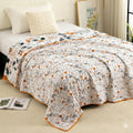 Story@Home Dohar Single Bed | 100% Cotton AC Blanket for Summer | 144x 220CM, 150GSM Ac Comforter Single Bed | AC Blanket for Summer | Grey & Yellow, Floral Duvet Quilt All-Season Blanket Kafalo
