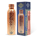 INDIAN ART VILLA Copper Hammered Design Water Bottle - 600 ML, Ayurvedic Health Benefits, Ideal for Home, Office, Gym, Travel, and Gifting, Pack of 1