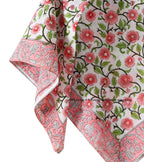 Ravaiyaa - Attitude is everything Sanganer Hand Block Printed Scarves Pure Cotton Scarf Square Hijab Dupatta 40 X 40 Inch (White Pink Floral)