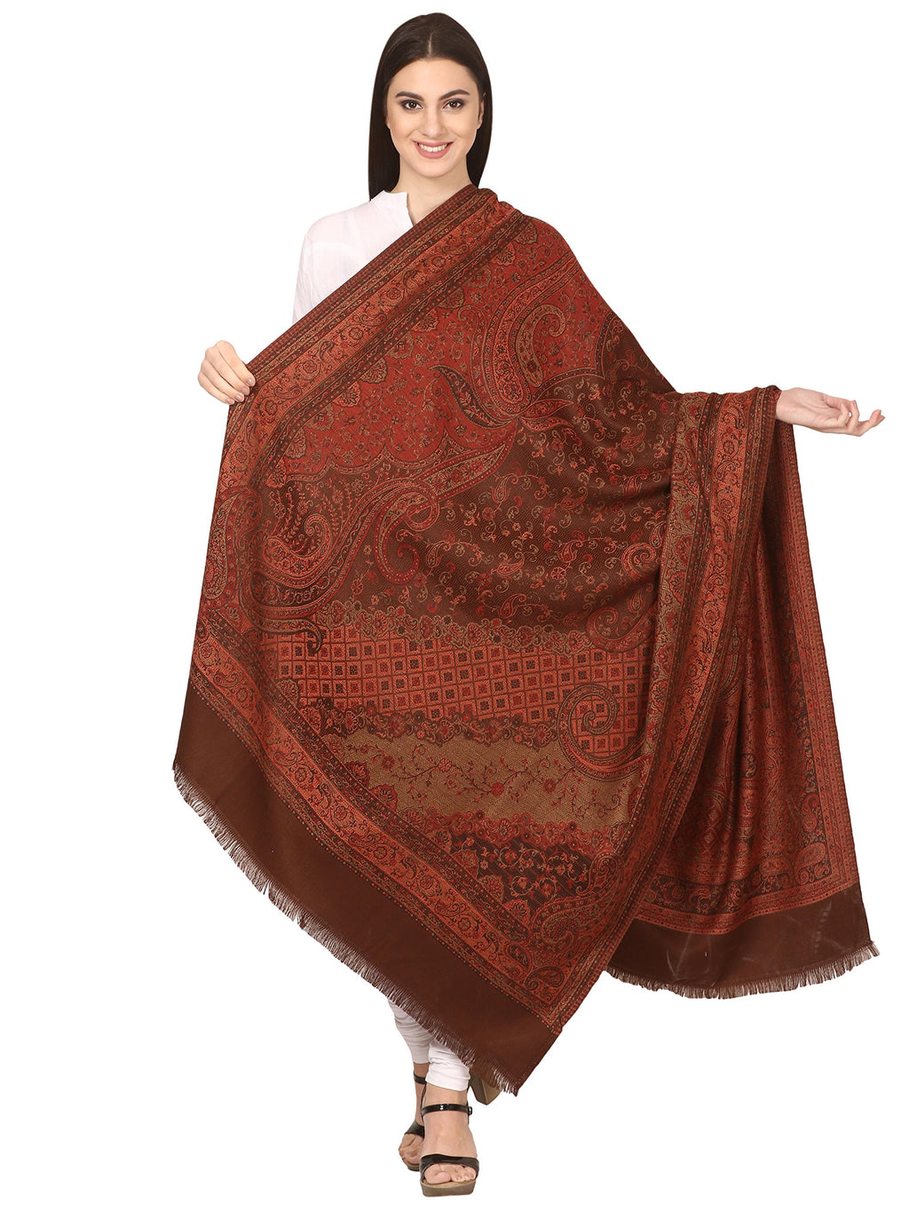 Pashtush Womens Jamawar Shawl Parent (Coffee)