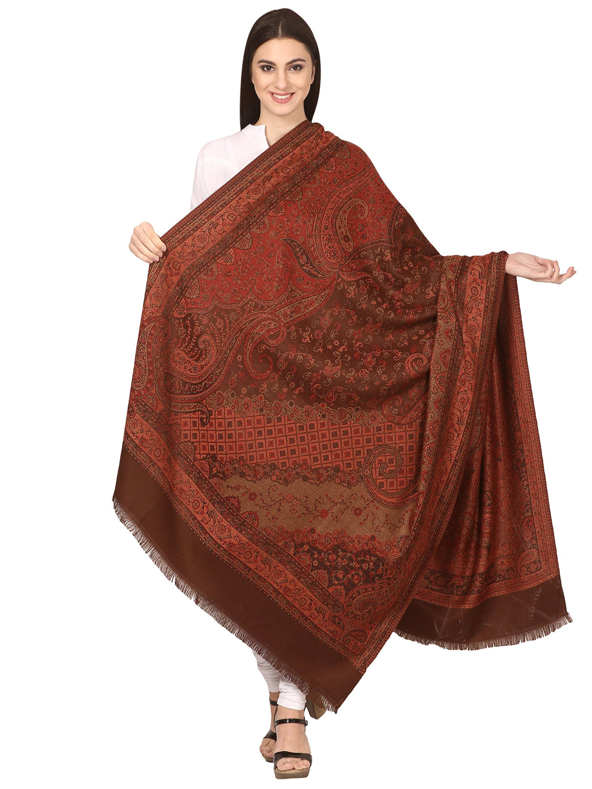Pashtush Womens Jamawar Shawl Parent (Coffee)