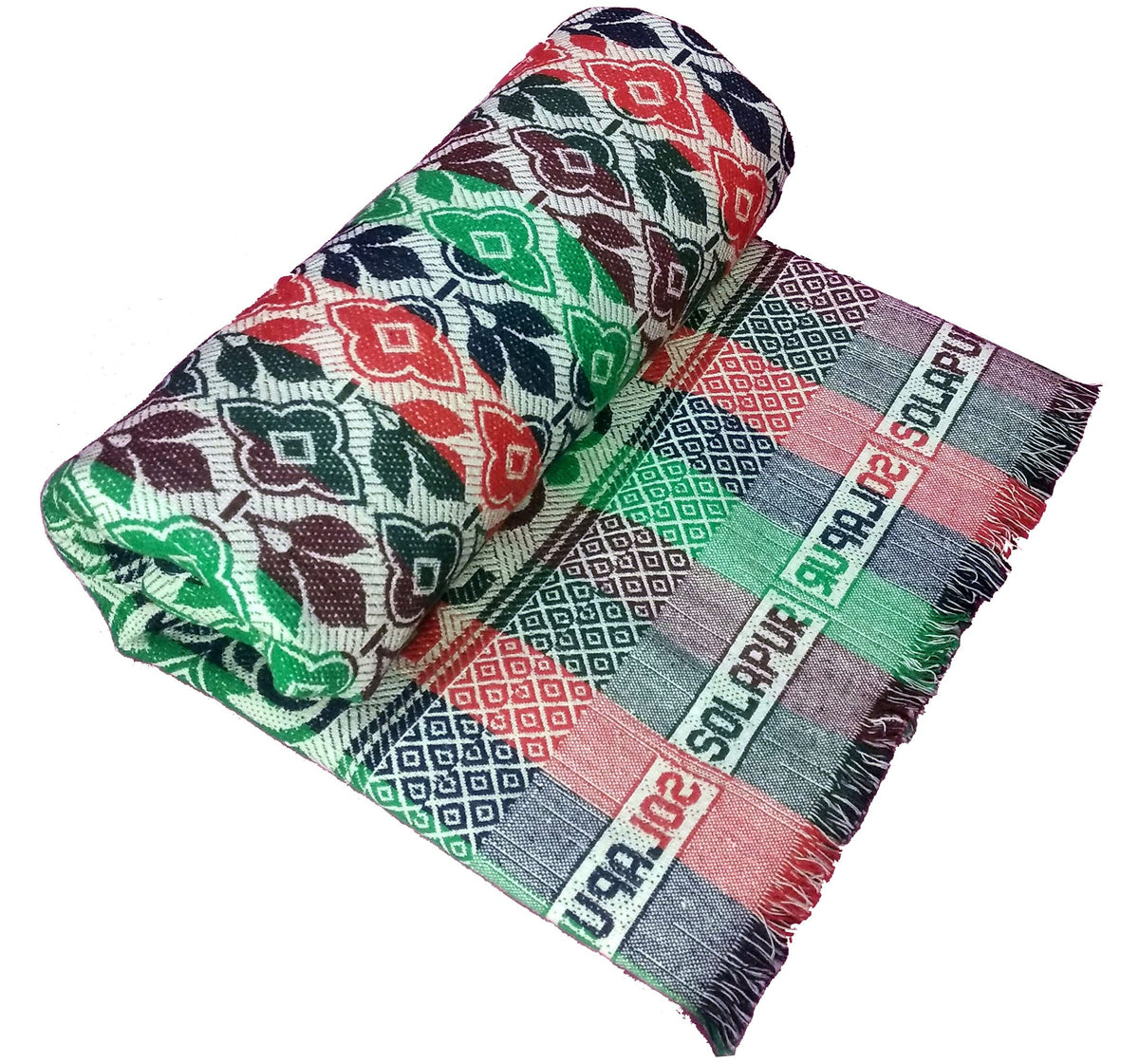 Cotonine Cotton, Single Size, Solapur Chaddar Blanket for Daily use, Multimix Color, Pack of 1 Kafalo