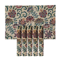 PRAKARTIK BY INDUARTS Floral Print Design Eco-Friendly Cotton Dining Rectangular Table mats - Reusable, Machine Washable, Everyday Use Multicolor Placemats, Set of 6 (33x47 cm) Kafalo