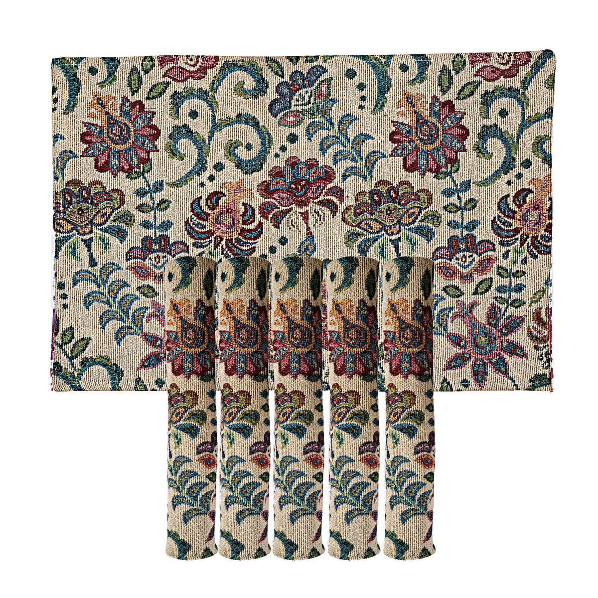 PRAKARTIK BY INDUARTS Floral Print Design Eco-Friendly Cotton Dining Rectangular Table mats - Reusable, Machine Washable, Everyday Use Multicolor Placemats, Set of 6 (33x47 cm) Kafalo