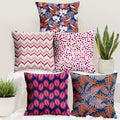 Story@Home Cushion Cover | Polyester | 40x40 cm | Vibrant Purple Abstract Floral Design | Pillow Cover Set of 5 | Decoration Items for Living Room, Chic Accent Cushion Covers for Bedroom, Sofa Decor