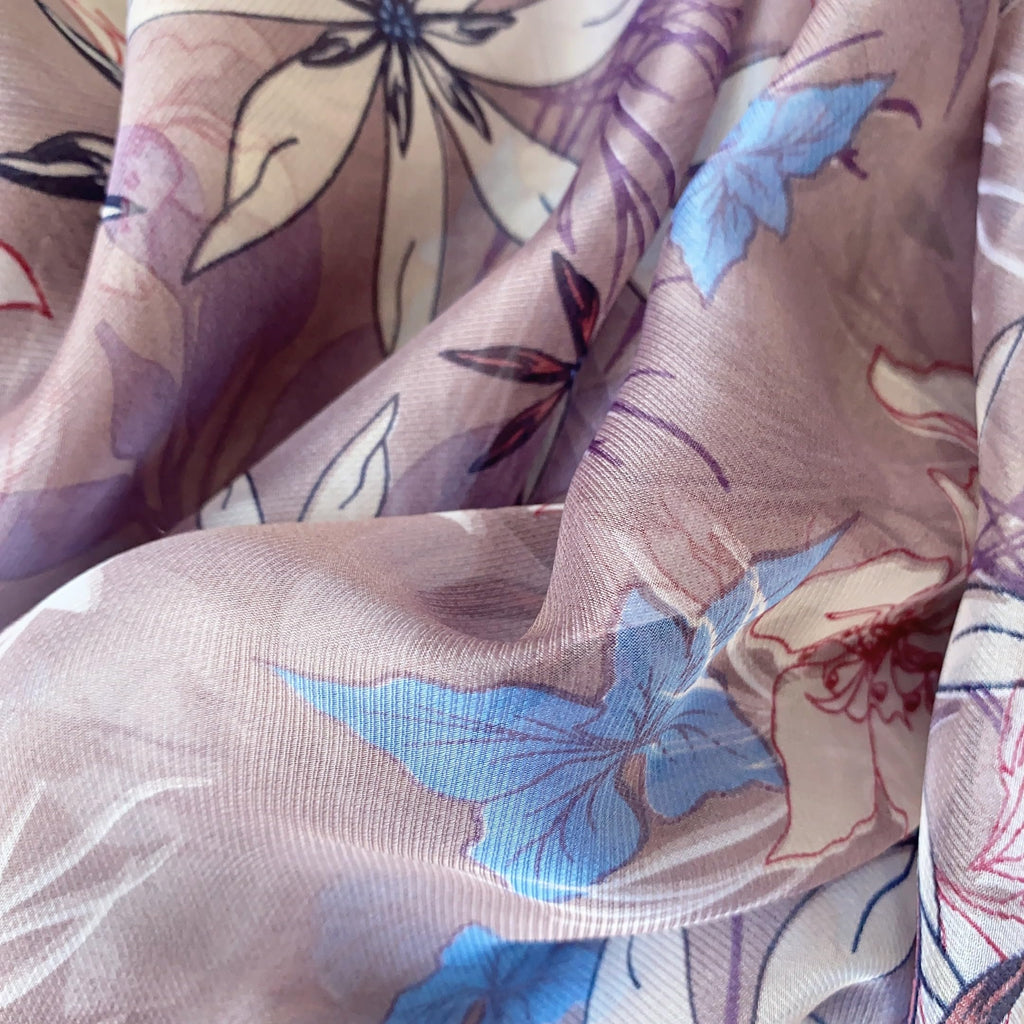 CrossKulture Scarf Stole for Women - 185 x 135 cm Chiffon Scarf with Floral Print | Lightweight Scarf, Soft Stole for Women | Satin Feel Neck Scarf | Women Accessory (Colour8)