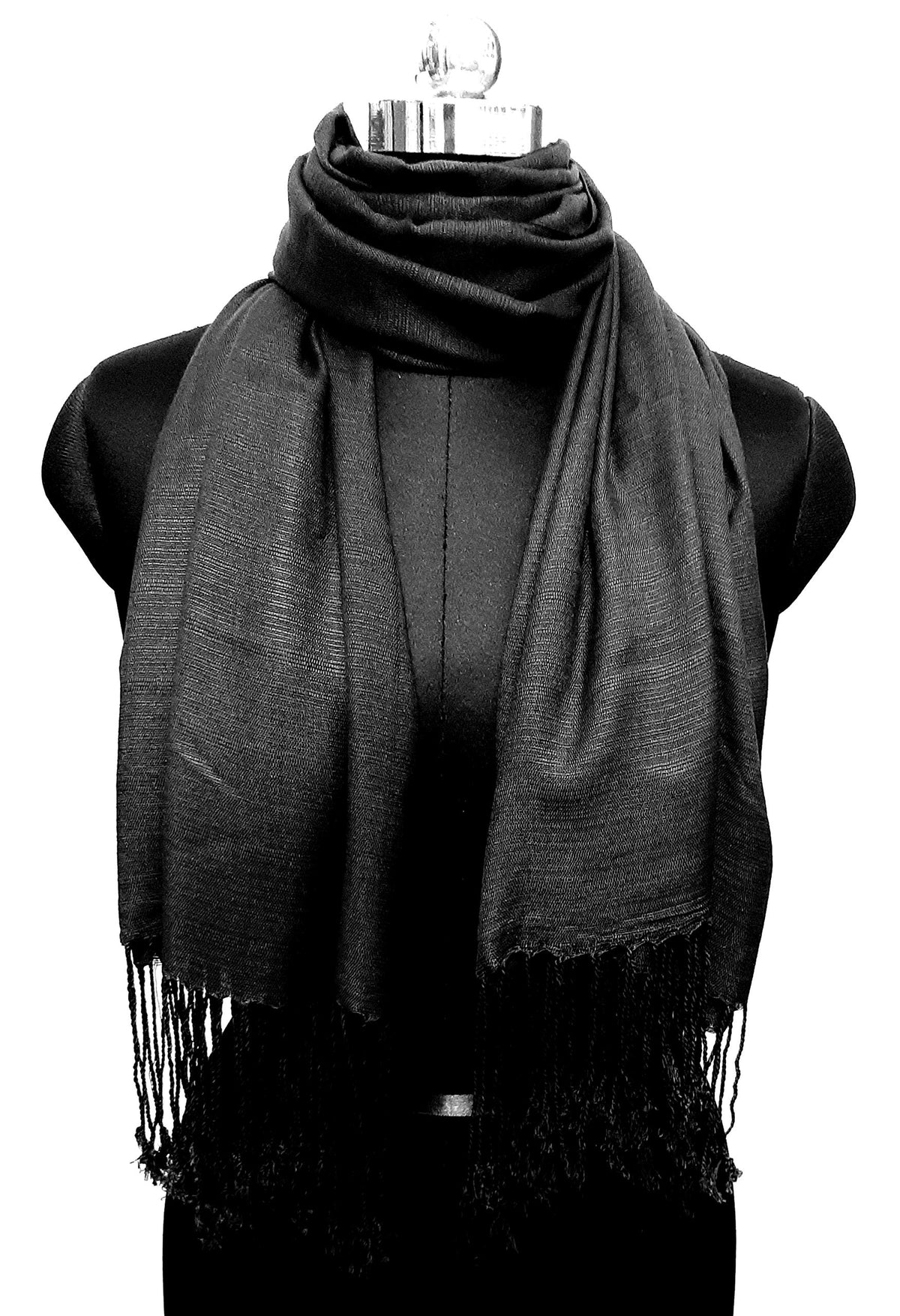 Chandwasia Unisex Viscose Stole Scarf Shawl for Men & Women | Batik Design | Lightweight Summer Wrap | Soft & Breathable Fabric | Black | 28 x 72 Inches | Black