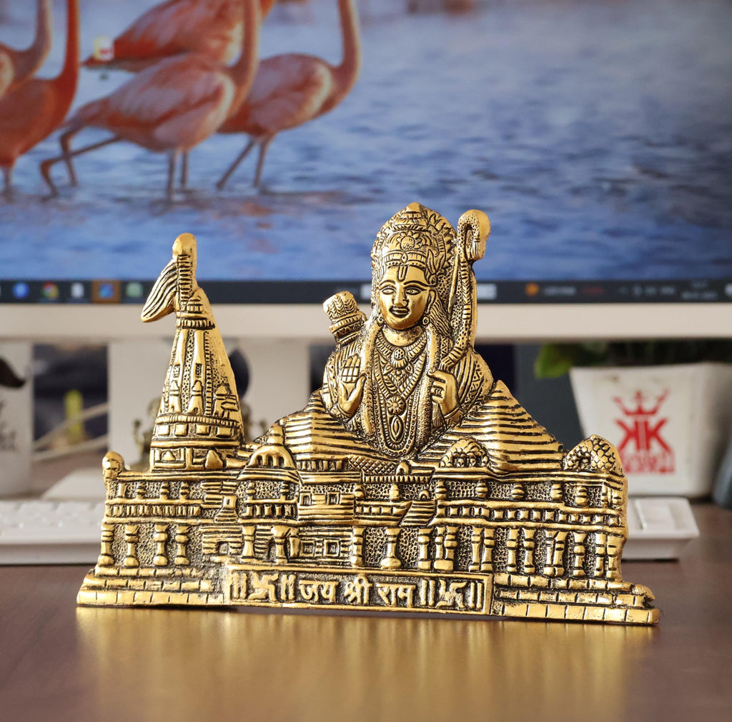 KridayKraft Metal Shree Ram Mandir Architectural Model Prabu Shri Ram Bhumi Ayodhya Showpiece for Home Decor, Office | Metal Showpiece