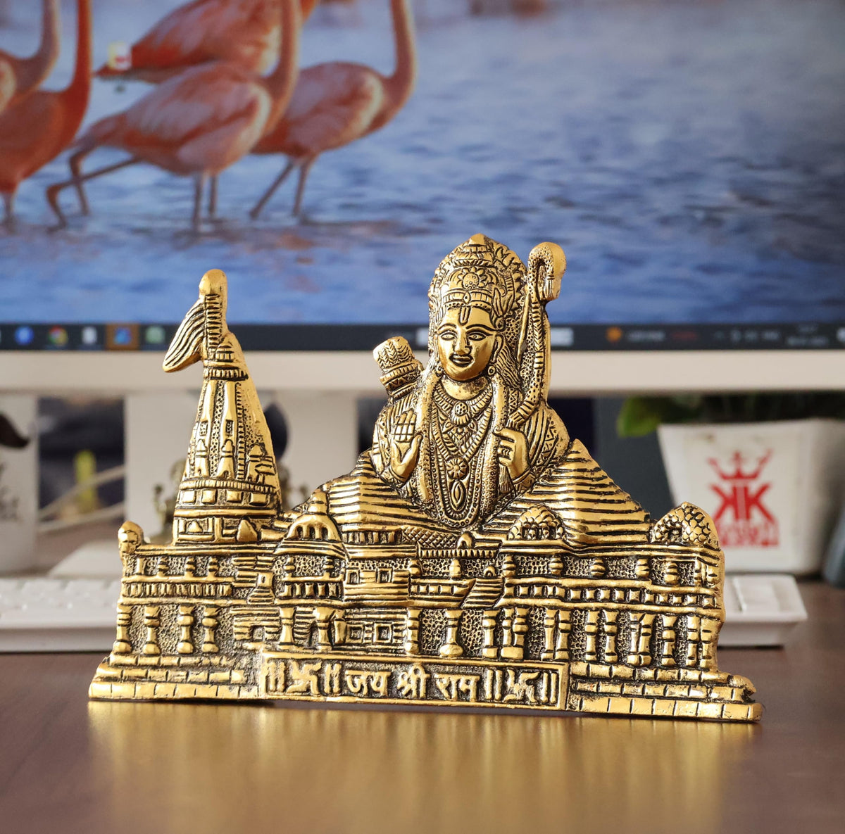 KridayKraft Metal Shree Ram Mandir Architectural Model Prabu Shri Ram Bhumi Ayodhya Showpiece for Home Decor, Office | Metal Showpiece