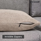 Encasa XO Corduroy Cushion Covers, Boho Pillow Covers, No Inserts Taupe