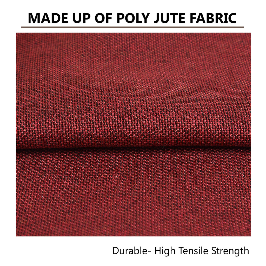 Yellow Weaves Jute Texture 250 TC Cushion Covers, 16 X 16 Inches, Maroon, 1 Piece
