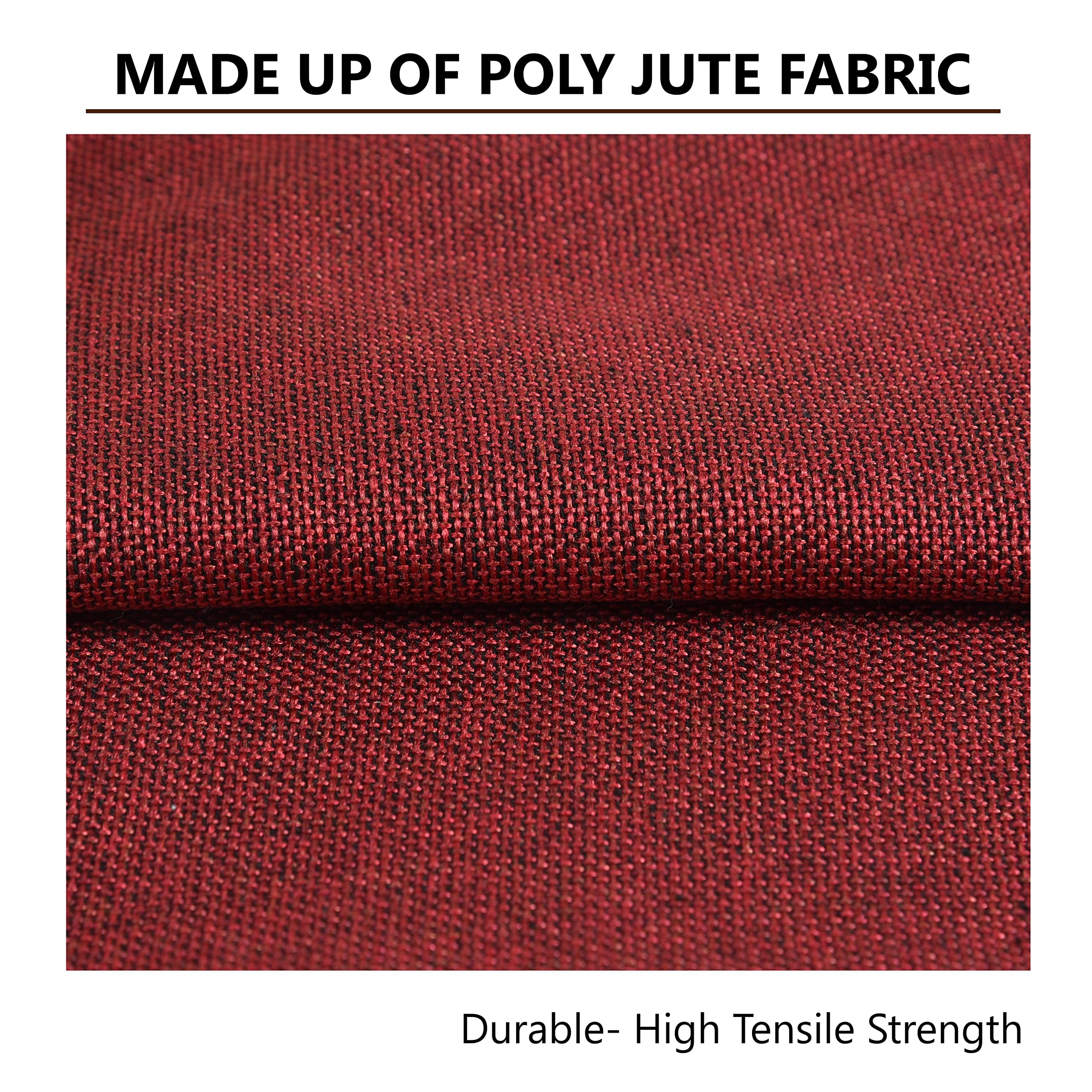 Yellow Weaves Jute Texture 250 TC Cushion Covers, 24 X 24 Inches, Maroon, Set Of 3