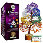 7 Chakra Crystal Tree 300 Beads – Original Natural Gemstones, Healing Bonsai Money Tree of Life for Home Decor, Vastu, Reiki, Feng Shui, Positive Energy, Prosperity & Good Luck