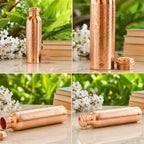 INDIAN ART VILLA Pure Copper Water Bottle with Floral Vines Embossed Design, Drinkware, Storage Purpose, Volume-1000 ML, Pack of 1