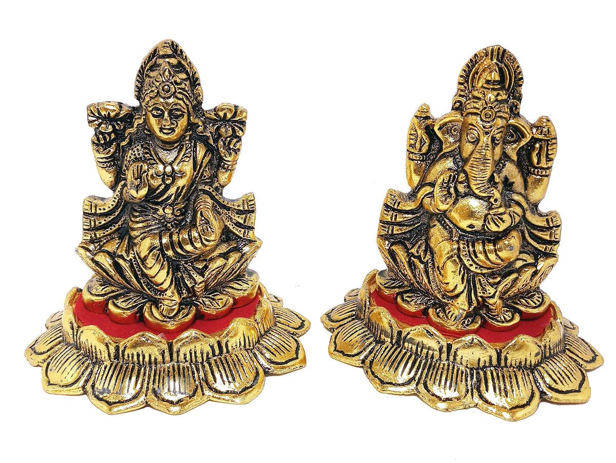 Prince Home Decor & Gifts Laxmi Ganesha God Idols Gold Oxidized Finish for Home Decor for Diwali, Corporate Gift Return Gifts