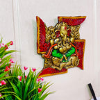 KridayKraft Metal Ganesha ji Statue,Ganpati Wall Hanging Sculpture Lord Ganesh Idol Lucky Feng Shui Wall Decor Your Home, Office,Religious Gift Article Decorative,Showpiece Figurines.