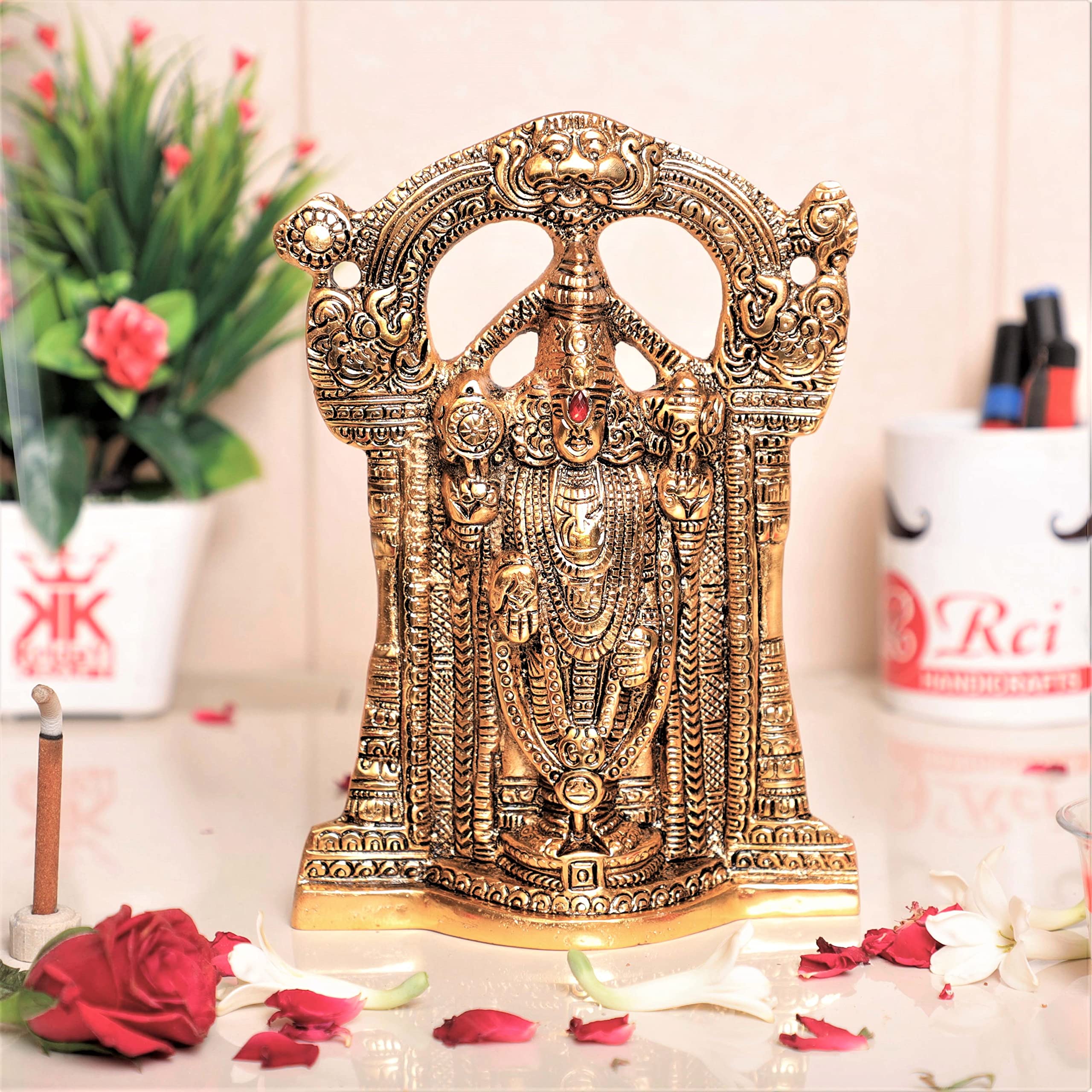 KridayKraft Tirupati Balaji Metal Statue/Murti,Sri Venkateswara Murti,Balaji Idol Statue for Pooja,Home,Office Walls Decor.