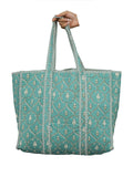 Ravaiyaa - Attitude is everything Women & Man Beautiful Printed Cotton Grocery Shopping Bag | Shoulder Bag | Cotton Tote Bag | Travel Tote Bags 18x5.5x16 Inch (Green Floral)