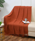 WEAVERS HUT Handloom Cotton Throw for Sofa & Bed | Soft Lightweight Boho Blanket | Decorative All-Season 100% Cotton Sofa Throw – 50x60 inch (Cherry)