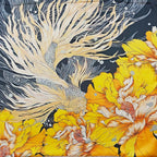 ONE ECHELON Satin Silk Small Neckerchief Square Scarf (Sunny Foliage)