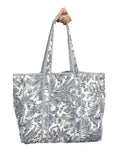 Ravaiyaa - Attitude is everything Women & Man Beautiful Printed Cotton Grocery Shopping Bag | Shoulder Bag | Cotton Tote Bag | Travel Tote Bags 18x5.5x16 Inch (Grey Floral)