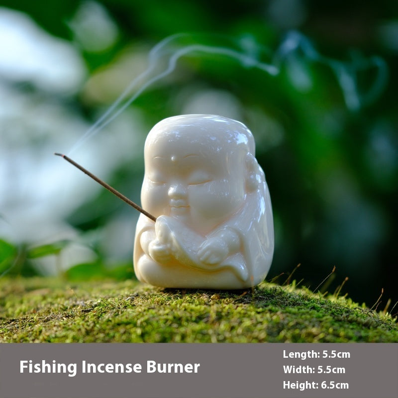 Fishing Little Monk Tea Pet Decoration Incense Stick Creative Incense Burner kafalo