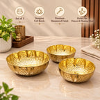 Brass Hammered Urli Bowl (Set of 3) Vedansh Craft